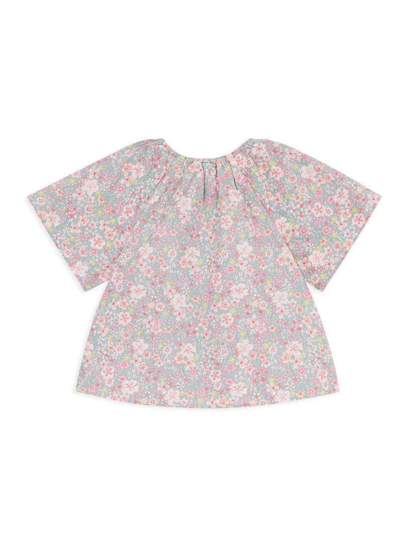 Petit Bateau Children's short-sleeved floral print cotton blouse